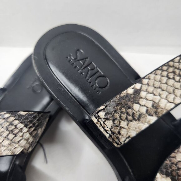Sarto Franco Snake Print Leather Sandals Block Heel Size 7.5 - Picture 2 of 6
